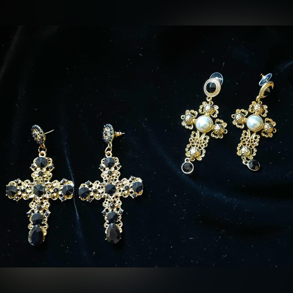 Two pair of “rococo” style earrings.  Sold as one.